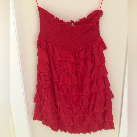 Zara 100% cotton layered ruffled pull-on mini dress - Picture 3 of 6